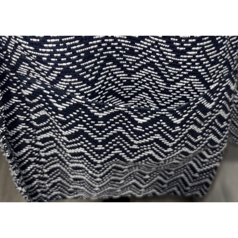 NEW La Blend Chevron Long Jacket Sz M Navy White Long Sleeve Reversible Pockets - Picture 10 of 12